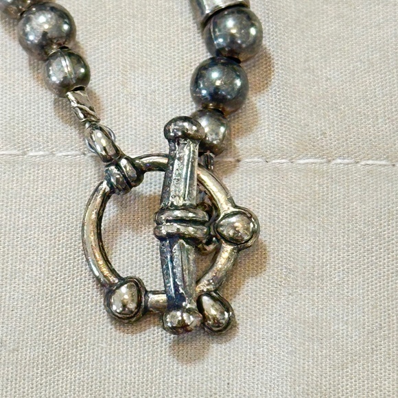 Silver Tone (beads & tubes) & Kambamba Jasper stone necklace Toggle clasp - Picture 6 of 15